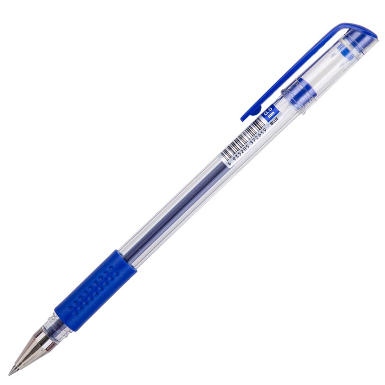 Ручка гелева DELI E6600 синя 0,5мм з гумовим грипом